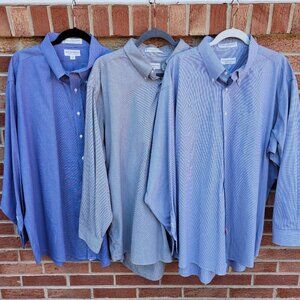Hathaway Wrinkle Free Button Down Shirts Men's Size 19-36 Tall Lot of 3